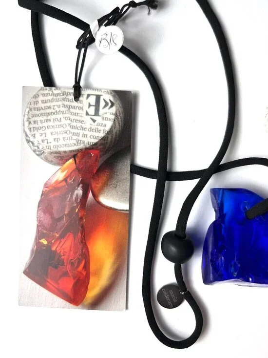 MARIA CALDERARA SS 24 Paper Mache/Cobalt Blue Murano Glass Necklace NWT - Picture 4 of 8